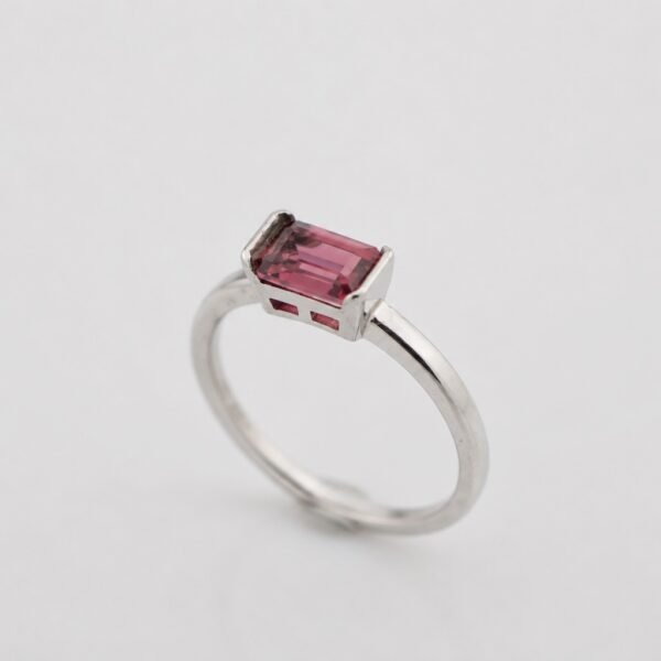 ringsilverhombixirectangle3 Rose Prism Ring|玫紅光稜 925純銀玫紅碧璽戒指
