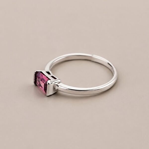 ringsilverhombixirectangle4 Rose Prism Ring|玫紅光稜 925純銀玫紅碧璽戒指