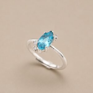 Azure Marquis Ring｜湛藍流影 925純銀瑞士藍托帕石戒指