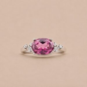 Rosé Radiance Ring｜玫瑰流光 925純銀玫紅碧璽戒指