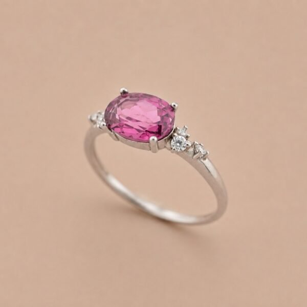 ringsilvermeihongbixibig3 Rosé Radiance Ring|玫瑰流光 925純銀玫紅碧璽戒指