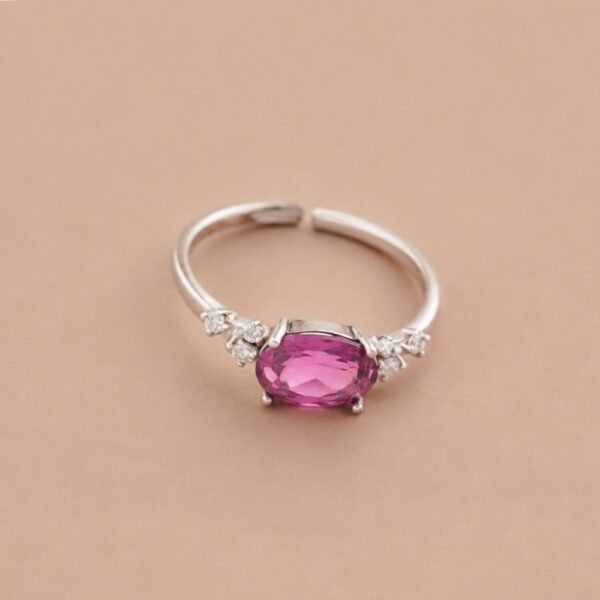 ringsilvermeihongbixibig4 Rosé Radiance Ring|玫瑰流光 925純銀玫紅碧璽戒指