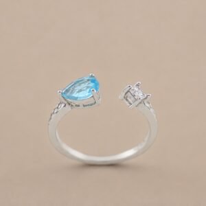 Aqua Balance Ring｜晴藍之衡 925純銀天空藍托帕石戒指