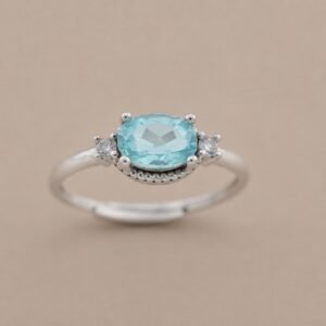 Azure Whisper Ring｜晴藍輕語 925純銀天空藍托帕石戒指