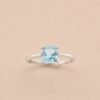 ringsilverskybluetopazsquare1 Sky Cushion Ring|晴空方韻 925純銀天空藍托帕石戒指