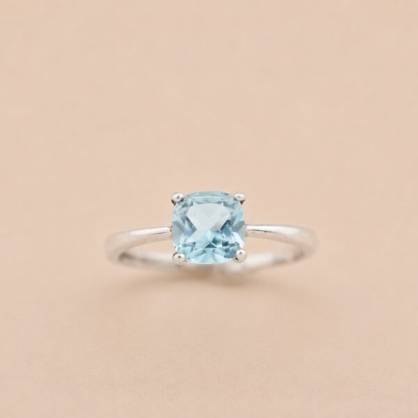 ringsilverskybluetopazsquare1 Sky Cushion Ring|晴空方韻 925純銀天空藍托帕石戒指
