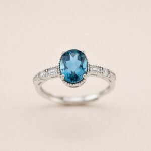 Nocturne Glow Ring｜夜幕流光 925純銀倫敦藍托帕石戒指