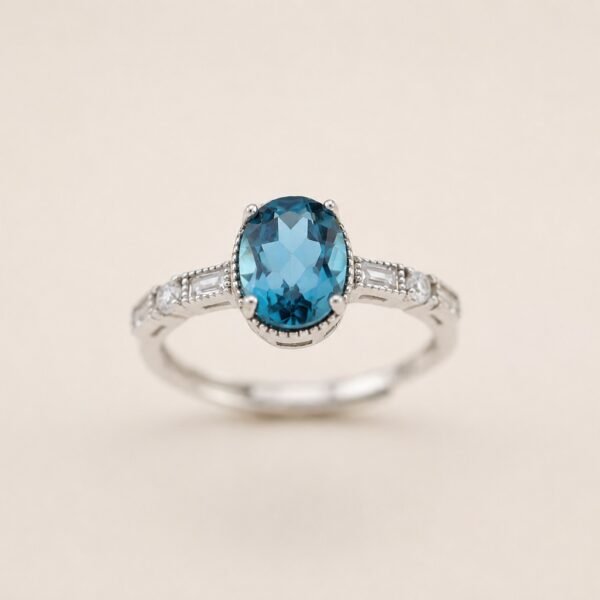 Nocturne Glow Ring｜夜幕流光 925純銀倫敦藍托帕石戒指