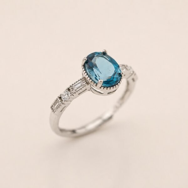 Nocturne Glow Ring｜夜幕流光 925純銀倫敦藍托帕石戒指