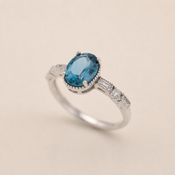 Nocturne Glow Ring｜夜幕流光 925純銀倫敦藍托帕石戒指