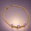 Violet Hearts Tanzanite Bracelet｜紫心三重奏 18K黃金坦桑石鑽石手鍊