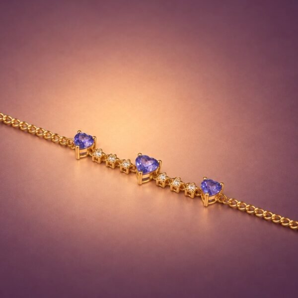 Violet Hearts Tanzanite Bracelet｜紫心三重奏 18K黃金坦桑石鑽石手鍊