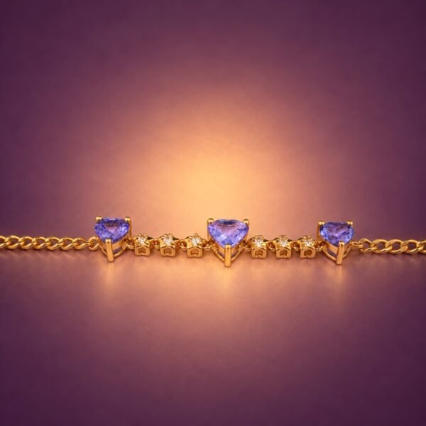 Violet Hearts Tanzanite Bracelet｜紫心三重奏 18K黃金坦桑石鑽石手鍊