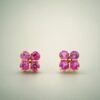 earring18kfenlambao1 Pink Clover Sapphire Earrings|粉紅幸運草 18K黃金粉紅藍寶石耳環