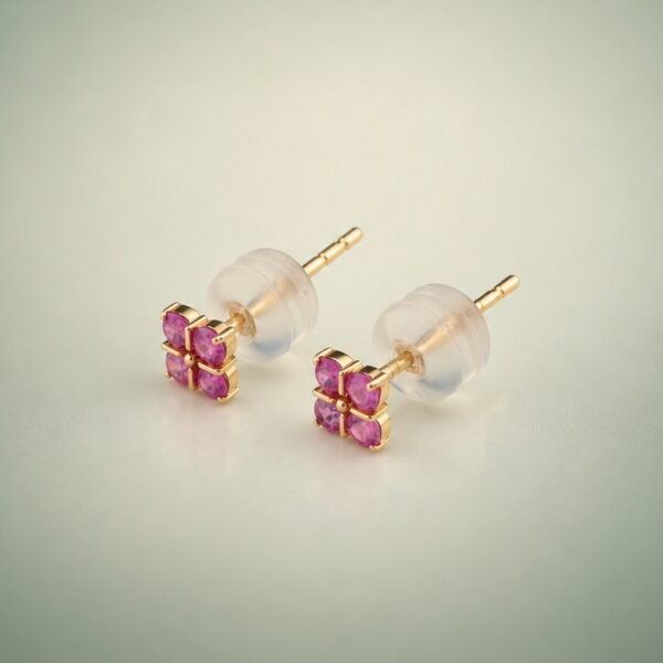 earring18kfenlambao3 Pink Clover Sapphire Earrings|粉紅幸運草 18K黃金粉紅藍寶石耳環