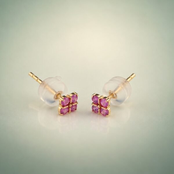 earring18kfenlambao4 Pink Clover Sapphire Earrings|粉紅幸運草 18K黃金粉紅藍寶石耳環