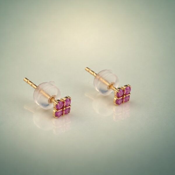 earring18kfenlambao5 Pink Clover Sapphire Earrings|粉紅幸運草 18K黃金粉紅藍寶石耳環