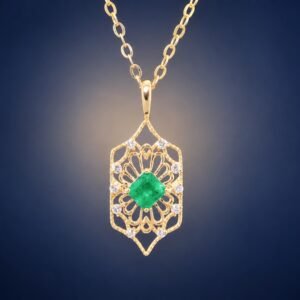 Emerald Lace Pendant｜翠華鏤影 18K黃金哥倫比亞祖母綠鑽石墜飾