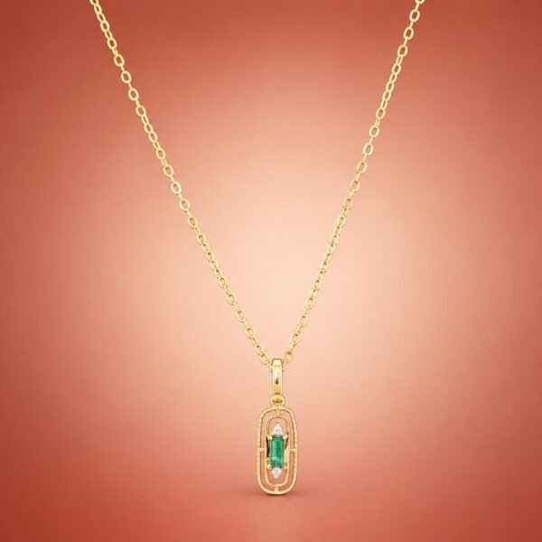 Emerald Frame Pendant｜翠境 18K黃金阿富汗祖母綠鑽石墜飾