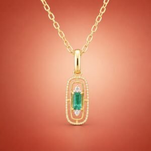 Emerald Frame Pendant｜翠境 18K黃金阿富汗祖母綠鑽石墜飾