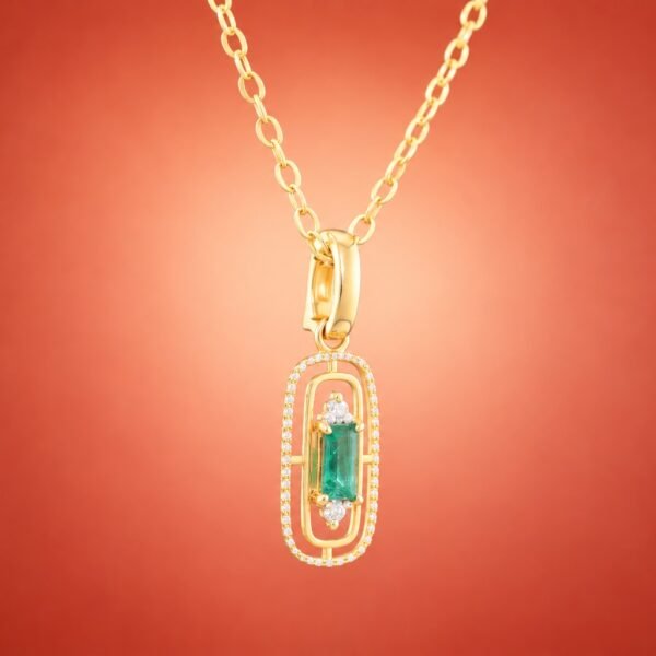 Emerald Frame Pendant｜翠境 18K黃金阿富汗祖母綠鑽石墜飾