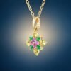 Color Bloom Pendant｜彩漾花綻 18K黃金黃藍寶石・粉紅藍寶石・沙弗萊石墜飾