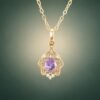 Royal Filigree Purple Sapphire Pendant｜18K金無燒紫色藍寶石鑽石墜飾