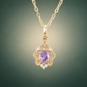 Royal Filigree Purple Sapphire Pendant｜18K金無燒紫色藍寶石鑽石墜飾