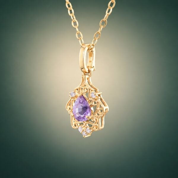 Royal Filigree Purple Sapphire Pendant｜18K金無燒紫色藍寶石鑽石墜飾