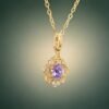 Royal Filigree Purple Sapphire Pendant｜18K金無燒紫色藍寶石鑽石墜飾