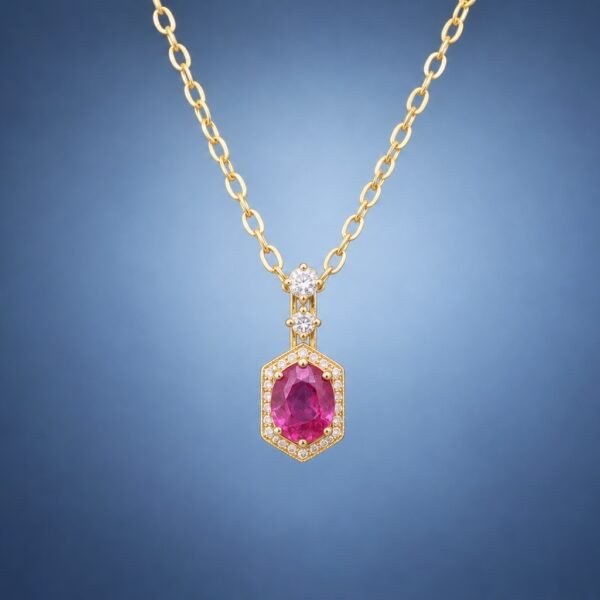 Crimson Frame Ruby Pendant｜緋紅之境 18K黃金紅寶石鑽石墜飾
