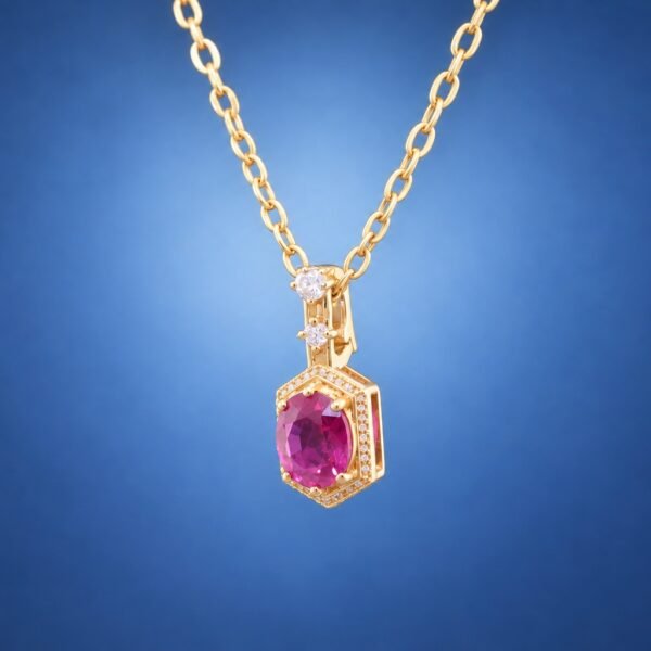Crimson Frame Ruby Pendant｜緋紅之境 18K黃金紅寶石鑽石墜飾