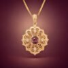 Sunset Spinel Reversible Pendant｜18K金日落色尖晶石雙面雕花鑽石墜飾