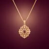 Sunset Spinel Reversible Pendant｜18K金日落色尖晶石雙面雕花鑽石墜飾