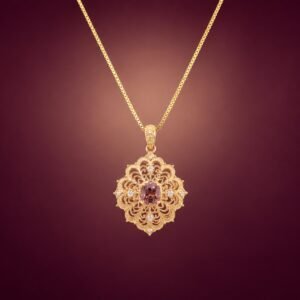 Sunset Spinel Reversible Pendant｜18K金日落色尖晶石雙面雕花鑽石墜飾