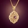 Sunset Spinel Reversible Pendant｜18K金日落色尖晶石雙面雕花鑽石墜飾