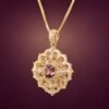 Sunset Spinel Reversible Pendant｜18K金日落色尖晶石雙面雕花鑽石墜飾