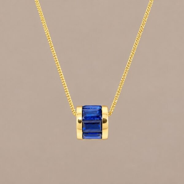 Blue Architecture Sapphire Pendant｜湛藍幾何 18K黃金藍寶石鑽石墜飾
