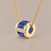 Blue Architecture Sapphire Pendant｜湛藍幾何 18K黃金藍寶石鑽石墜飾