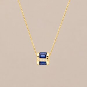 Blue Architecture Sapphire Pendant｜湛藍幾何 18K黃金藍寶石鑽石墜飾