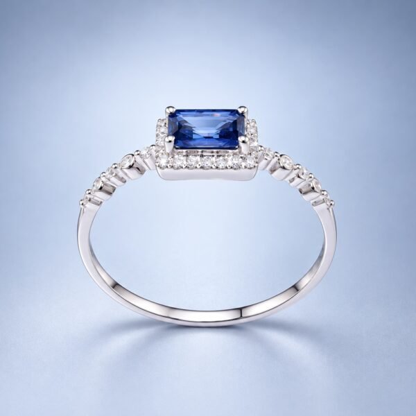 Azure Geometry Sapphire Ring｜湛藍方影 18K白金藍寶石鑽石戒指