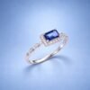 Azure Geometry Sapphire Ring｜湛藍方影 18K白金藍寶石鑽石戒指