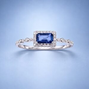 ringsapphirewhitegold3 Azure Geometry Sapphire Ring|湛藍方影 18K白金藍寶石鑽石戒指
