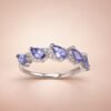 ringsilvertanzanitefivesuieti1 Violet Cascade Tanzanite Ring|紫瀑 925銀坦桑石開口戒指
