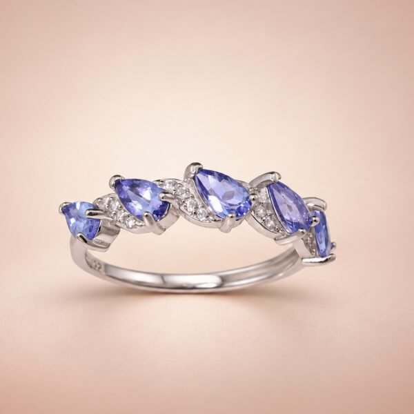 ringsilvertanzanitefivesuieti1 Violet Cascade Tanzanite Ring|紫瀑 925銀坦桑石開口戒指