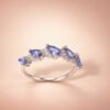 ringsilvertanzanitefivesuieti2 Violet Cascade Tanzanite Ring|紫瀑 925銀坦桑石開口戒指