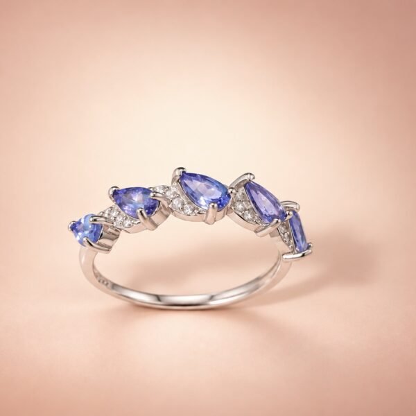 ringsilvertanzanitefivesuieti2 Violet Cascade Tanzanite Ring|紫瀑 925銀坦桑石開口戒指