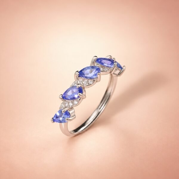 ringsilvertanzanitefivesuieti3 Violet Cascade Tanzanite Ring|紫瀑 925銀坦桑石開口戒指